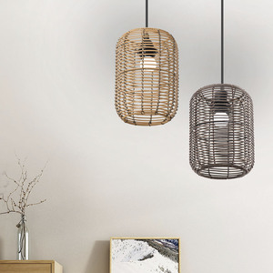 Lámpara Colgante Retro Minimalista Estilo Wabi Sabi, Tejido de Ratán Sintético, Bombilla E27, Forma Redonda, para Hotel, Casa de Huéspedes, Restaurante - Product Image 3