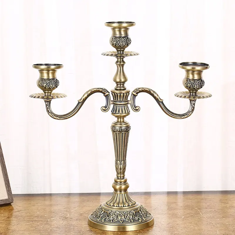 5-kopf Bronze-Kandelabra-Kerze Glasbehälter Metall 3-Zweige goldene Kandelaber kerzenhalter