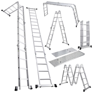 Escalera Plegable Multiusos de Aluminio de Alta Resistencia de 12 Peldaños y 3.7 m, Capacidad de Carga de 150 kg, para Uso en Almacenes y Construcción en Exteriores - Product Image 1
