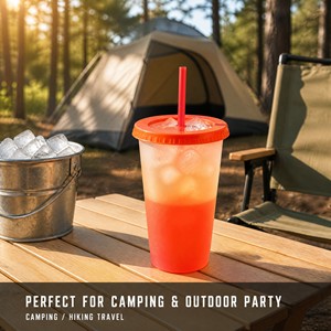 Vaso de Plástico que Cambia de Color, 24oz 700ml, PP, Sensible a la Temperatura, Reutilizable, para Agua Fría, con Pajita, para Camping y Actividades al Aire Libre - Product Image 5