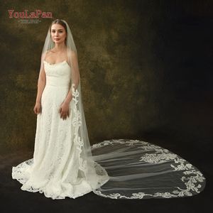 Ylapan v62 शानदार और सुरुचिपूर्ण स्पेनिश शैली के घूंघट विंटेज कढ़ाई फीता एकल परत लंबे पीछे ब्राइडल घूंघट - Product Image 1