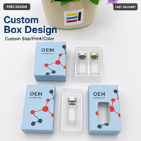 Lot de boîtes personnalisées en papier holographique écologique pour échantillons de peptides, flacons de 3ml/5ml/10ml, paquets de 1 à 10 unités avec ou sans fenêtre