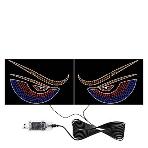 Evil Eye LED Display Windshield HUD USB Dynamic Car Van Truck Front Rear Adhesive General Fit White <b>Blue</b> Green PC <b>Material</b> - Product Image 5