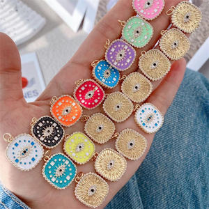 เหรียญทอง18K กับ CZ ปูโชคดีลูกบาศก์เซอร์โคเนียเคลือบสีฟ้าตุรกีสร้อยคอเชื่อมโยงห่วงโซ่เครื่องประดับตาชั่วร้าย - Product Image 5