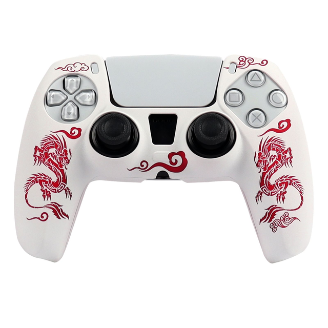 Oriental Dragon Print Anti-slip Silicone Protective Case Skin for PS5 DualSense Controller