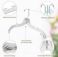 Paquete de 24 Perchas de Plástico Duraderas con Corte de Cristal Transparente de Calidad para Ropa y Trajes, Antideslizantes, Multifuncionales, para Almacenamiento en Armarios