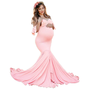 Abito per Donne in Gravidanza, Nuovo Stile alla <span class=keywords><strong>Moda</strong></span>, Vestito <span class=keywords><strong>Premaman</strong></span> con Spalle Scoperte e Mezza Gonna Circolare - Product Image 2