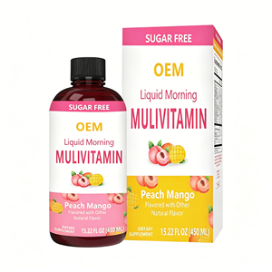 Mélange de multivitamines liquides sans sucre OEM, saveur pêche mangue, nutriments essentiels, 6 vitamines <span class=keywords><strong>B</strong></span> + biotine pour le bien-être et la vitalité - Product Image 1
