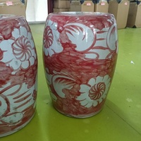 Siège de jardin en porcelaine rouge sous-glaçurée chinoise, motif animal et floral peint à la main, tabouret décoratif en céramique pour la décoration intérieure