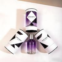 En stock, flacons de parfum de 30 ml, 50 ml, 100 ml, boîte cylindrique, tube en papier, emballage rond noir recyclable pour parfum