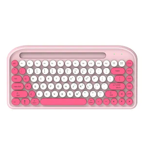 Keywin Colorful Office/Home BT-compita Retro Keycap Punk 84 Keys Wireless Keyboard for iPad Laptop Computer iPhone