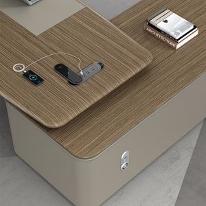 Meubles de bureau, table moderne en MFC, bureau de direction en forme de L, mobilier de bureau pour PDG et cadres - Product Image 4