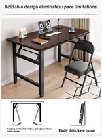 Bureau d'Ordinateur Pliant Moderne en Bois de Bouleau Bureau d'Étudiant Location Maison Table Carrée Assemblage Facile