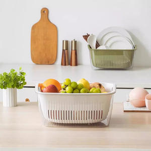 ตะกร้าล้างผักพลาสติกแบบเรียบง่าย ขนาดใหญ่ สำหรับอ่างล้างจาน ตะแกรงกรองผลไม้และข้าว กระชอนครัว - Product Image 2