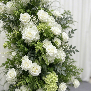 เสาดอกไม้ประดิษฐ์สีขาวคลาสสิก งานแต่งงาน ตกแต่งด้วยดอกไม้ทำมือ ผสมผสานดอกไม้หลากหลาย ใช้ซ้ำได้ สมจริงสูง - Product Image 4