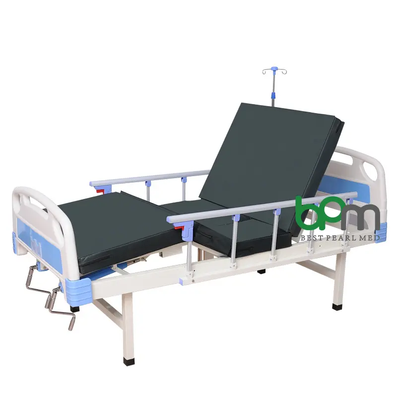 Hot Selling Medische Apparatuur Abs Head Board Manual 2 Crank Ziekenhuisbedden Twee Functie Patiëntenbed