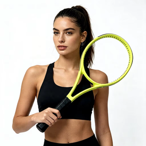 Raquette <span class=keywords><strong>de</strong></span> <span class=keywords><strong>tennis</strong></span> en carbone intégral 300g haute rigidité avec logo personnalisé, jaune fluorescent, contrôle professionnel - Product Image 5
