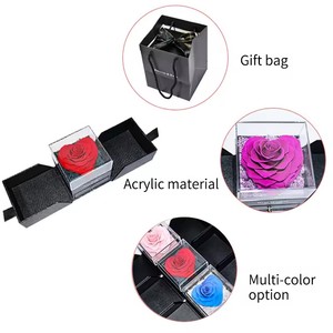 Cadeau de la Saint-Valentin 2026 : Collier et Bague dans une Boîte à Bijoux en Acrylique <span class=keywords><strong>avec</strong></span> Rose Éternelle Conservée, Idéal pour Maman ou Femme - Product Image 4
