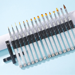 Ensemble de pinceaux à ongles en gel avec manche en plastique acrylique de luxe, poils en nylon, pour usage professionnel et DIY - Product Image 1