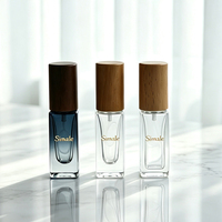 Flacons de parfum carrés en verre couleur personnalisée avec bouchon en bois, finition mate dégradée, 5ml/10ml, vides, rechargeables, pour voyage