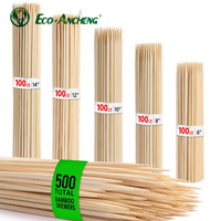 Brochettes et bâtonnets à légumes en bambou 100 % naturel de haute qualité, multi-tailles, pour barbecue en plein air, camping, écologiques, résistants à la chaleur