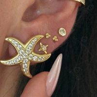 Boucles d'oreilles clous Gemnel étoile de mer scintillante pour femme, bijoux animaux marins, cadeau thème océan tropical pour vacances à la plage