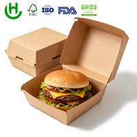 Scatola per Hamburger in Carta Kraft Certificata FSC, Contenitore Usa e Getta per Burger, Stampa Personalizzata, Ecologica, Certificata BRCGS per Ristoranti