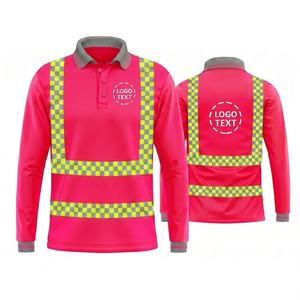 Camiseta Polo Larga <span class=keywords><strong>de</strong></span> Alta Visibilidad con Patrón <span class=keywords><strong>de</strong></span> Seguridad Reflectante, Diseño Tartan, para <span class=keywords><strong>Ropa</strong></span> <span class=keywords><strong>de</strong></span> <span class=keywords><strong>Trabajo</strong></span>, con Logotipo Personalizado - Product Image 4