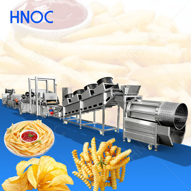 HNOC Industrial Automatic Batch Potato Chip Frying Maker Machine Small Scale Frozen French Fries Process Line