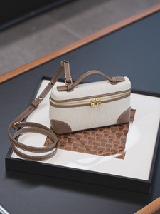 New Vintage <b>Box</b> Bag Premium <b>Canvas</b> and Genuine Leather Crossbody Bag Retro Lunch Tote Handbag for Women Factory Direct - Product Image 1