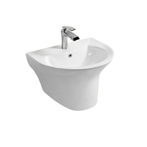 Lavabos <span class=keywords><strong>de</strong></span> Baño <span class=keywords><strong>de</strong></span> Cerámica <span class=keywords><strong>de</strong></span> Estilo Moderno, Lavabo Irregular Suspendido en la Pared con Desagüe, Montaje <span class=keywords><strong>de</strong></span> Grifo <span class=keywords><strong>de</strong></span> un Solo Orificio, para Hotel o Villa - Product Image 1