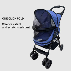 Poussette portable pour animaux de compagnie JXB avec roues amortissantes, porte-gobelet et panier de rangement pour petits chiens et chats - Product Image 2