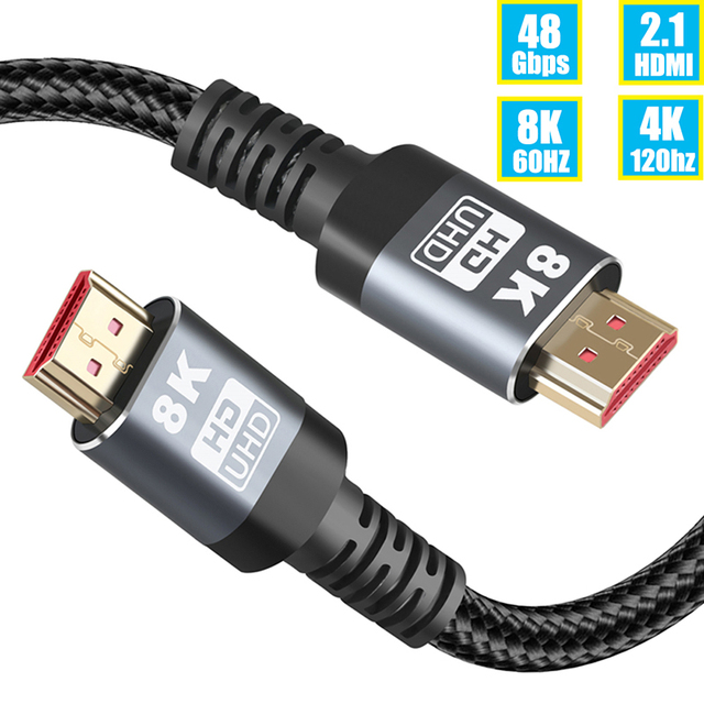 Hot Sale HDMI 2.1 Cable Ultra High Speed 48Gbps 8K 60Hz 4K 120Hz PVC Video Cord Custom Length for Monitor TV Game Device