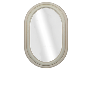 Specchio <span class=keywords><strong>da</strong></span> <span class=keywords><strong>Parete</strong></span> Ovale Bianco Crema con Doppia Cornice a Forma di Capsula, Moderno e Minimalista per Bagno, Ingresso, Arredamento Casa, Vendita all'Ingrosso - Product Image 1
