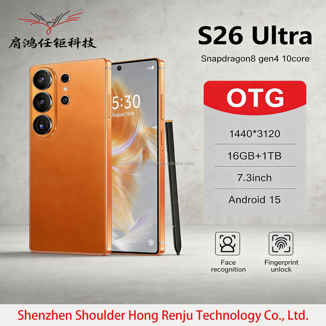 7.3Inch S26 Ultra 5G Phone Android 15 16GB+1TB Cheap Telephone Global 5G LTE Bands Global 5G Phone After-sales-protection