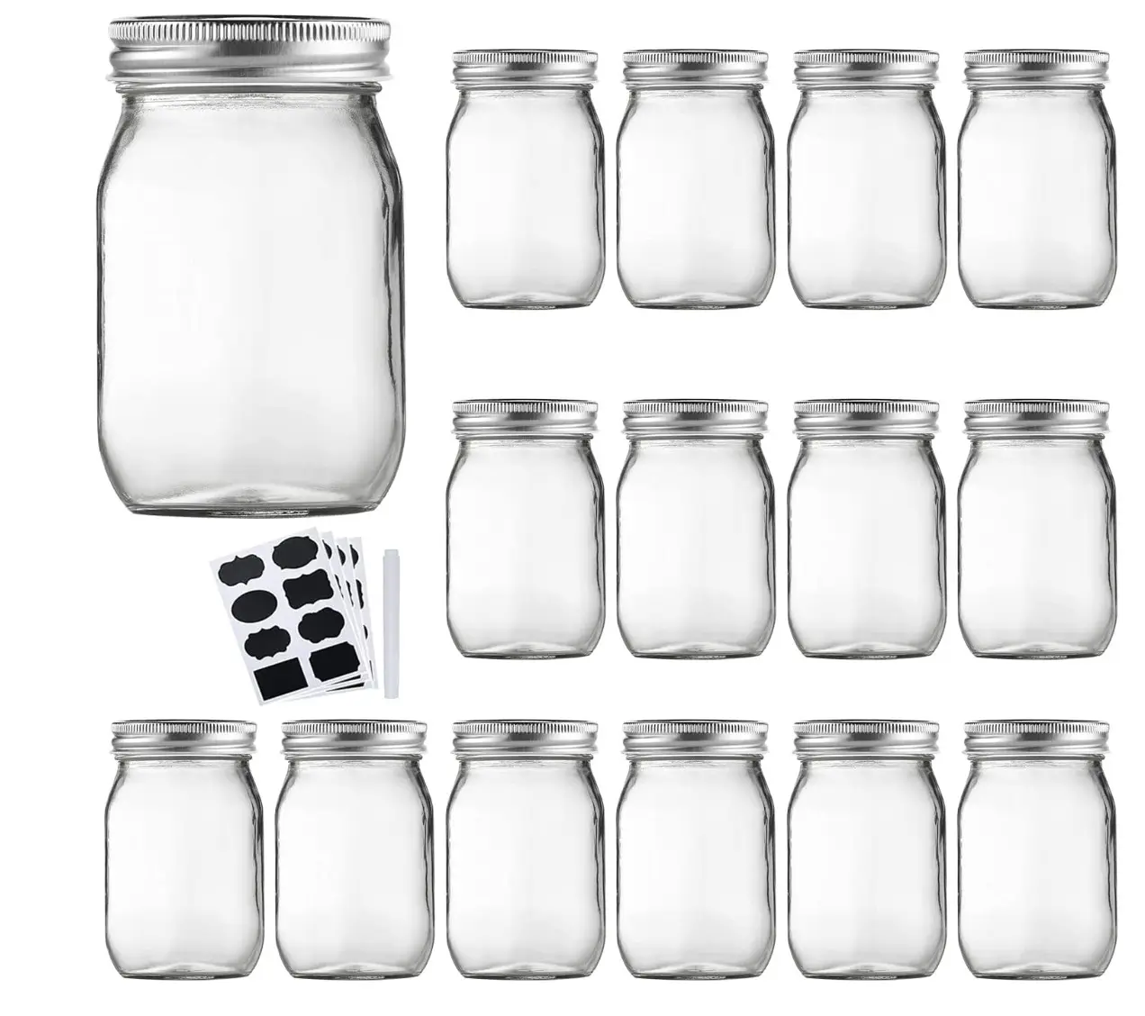 16 OZ Canning Jars Glass Jars with Regular Lids and Bands, Ideal for Jam, Honey