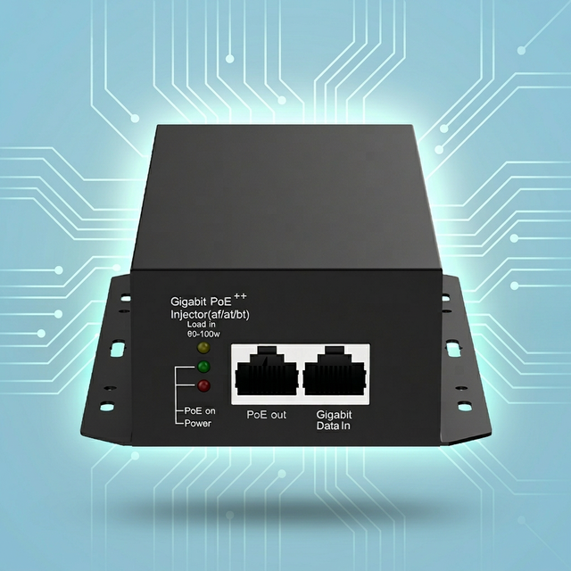 High Power Wall-Mounted Metal Gigabit POE Injector 90W 2 Ports 10/100/1000Mbps Ethernet Ports Free Cable