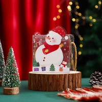 Meilleur prix, boîte d'emballage de Noël portable et réutilisable en PET transparent avec des poignées en jute jaune, design de dessin animé mignon, vente en gros