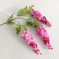 Guirlande longue suspendue à trois branches, fleurs artificielles dorées Wisteria Bean, pour décors muraux, arrangements floraux de mariage et décoration intérieure