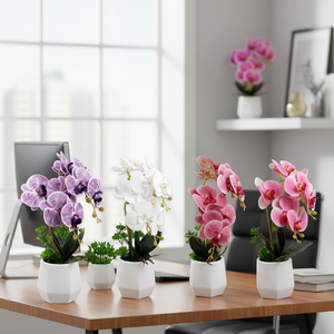 Orchidea Artificiale da 18 Pollici con Vaso, 12 Pezzi/Confezione, Elegante Decorazione per Ufficio e Accessorio, Modello 82866 - Product Image 3