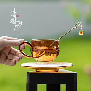 แก้วกาแฟลายลูกพลับมงคล 150 มล. รูปทรงแปลกตา พร้อมหูจับ สำหรับชุดน้ำชายามบ่าย - Product Image 2