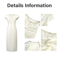 Robe midi de style français ZYHT 9050, manches courtes, motif uni, tissu en rayonne, élégante robe de bureau d'été