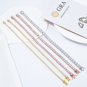 Factory Price S925 <b>Silver</b> <b>Silver</b> Plated Classic Brilliant Cut GRA VVS 2mm Moissanite <b>Cuban</b> Link Tennis <b>Chain</b> Bracelets Bangles - Product Image 1