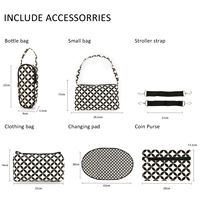 7 pièces ensemble grande capacité bandoulière sac à main fourre-tout maman sac avec matelas à langer 2 poussette sangle bébé sacs à couches