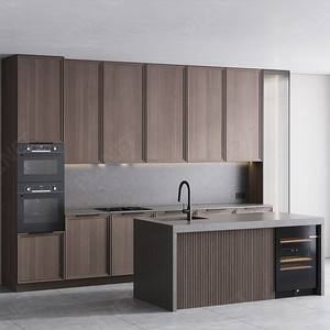 قوانغدونغ مصنع الكلاسيكية أثاث المطبخ اثنين حزمة الطلاء ورنيش الأحمر الماهوجني خشب متين المطبخ مجلس الوزراء - Product Image 2