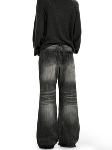 Vaqueros anchos de mezclilla para <span class=keywords><strong>hombre</strong></span>, de algodón ecológico oscuro tejido a medida, de pierna recta, cintura media, estilo urbano, ODM, para hombres de talla grande - Product Image 3