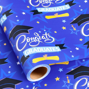 Graduation Happy Gift Packaging <b>Paper</b> Blue Bachelor Cap Star <b>Pattern</b> Gift Packaging <b>Paper</b> Original Design Customizable - Product Image 1