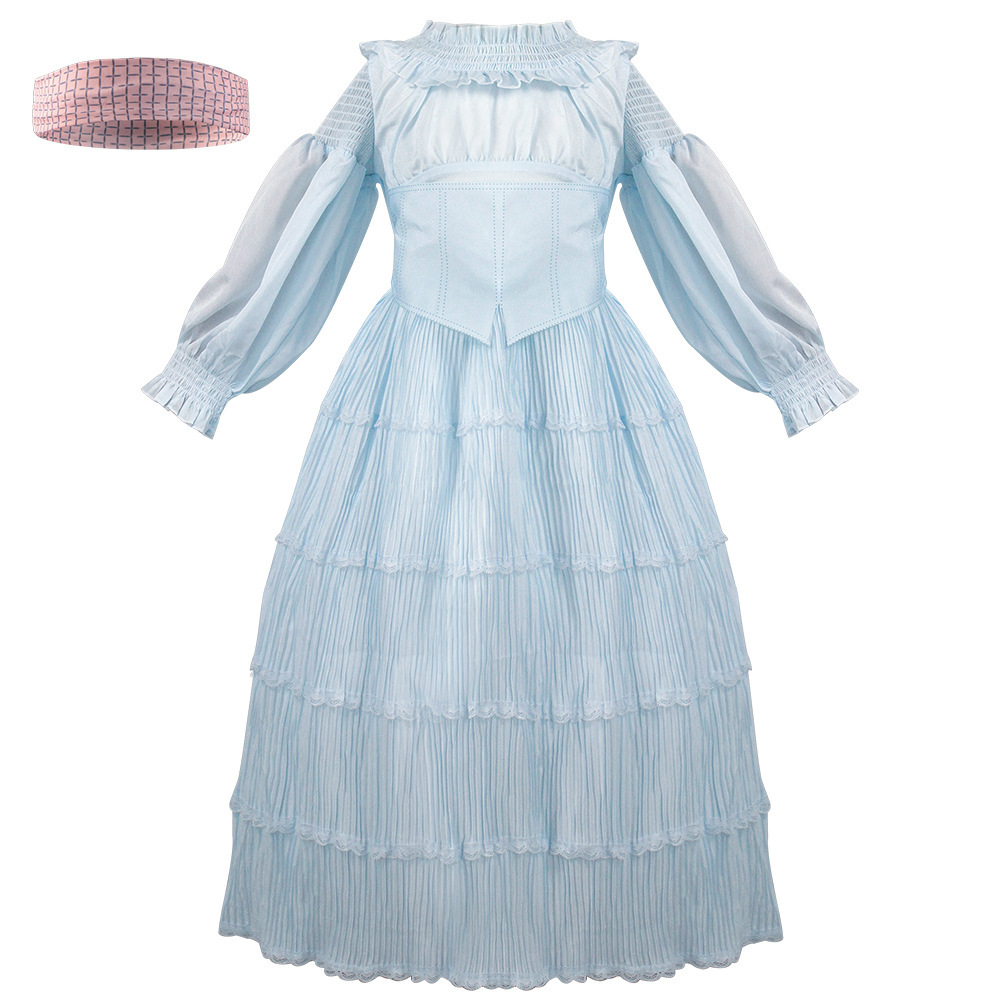 Coiffe de robe bleue