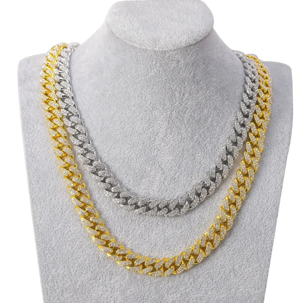 Merryshine moissanite custom hip hop jewelry men gold filled tennis cuban link chain necklace