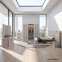 Ensemble de meubles de chambre à coucher modernes MULUNKA, taille king, avec rangement, hauteur réglable, en bois, pour la maison, l'hôtel et la villa